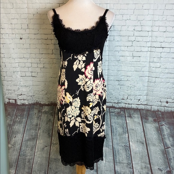 Diane von Furstenberg Olivette Silk Floral Slip Dress 10 Lace Trim Midi Coquette - Picture 14 of 16